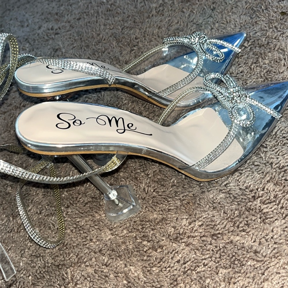 Sparkly and clear lace up heels! Never worn! Size 8.